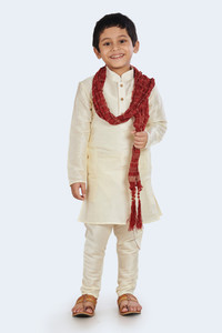 just creation boys festive  party kurta pyjama  dupatta set white pack of 1