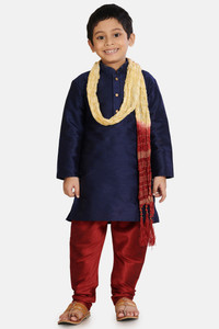 just creation boys festive  party kurta pyjama  dupatta set blue pack of 1