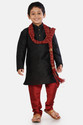 Just Creation Boys Festive & Party Kurta, Pyjama & Dupatta Set (Black Pack of 1)