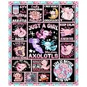 Just A Girl Who Loves Axolotls Blanket Gifts for Girls Boys Women - Super Soft Cozy Warm Throw Sheet for Couch Bed Sofa Office Decor All Season 90"x120" for Whole Family