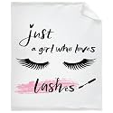 Just A Girl Who Loves Lashes Throw Blanket - Super Soft Flannel Fleece Blanket with Teen Girls, Plush Lightweight Fuzzy Cozy Blanket Microfiber for Couch XL 120"x90" for Family