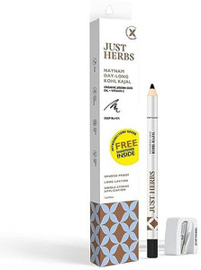 just herbs 2 in 1 long lastingpigmented  waterproof kajaleyeliner pencil with sharpener deep black 12 g