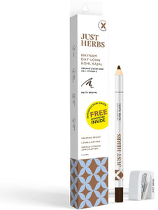 just herbs 2 in 1 long lastingpigmented  waterproof kajaleyeliner pencil with sharpener nutty brown 12 g