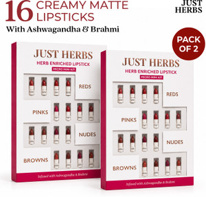 just herbs ayurvedic lipstick micro-mini kit - 16 shades pack of 2