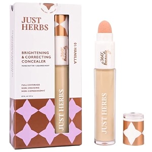 just herbs concealer for face makeup with liquorice root dewy finish full coverage ultra blendable dark circle spot brightening and correcting concealer 6ml vanilla