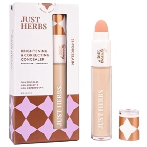 just herbs concealer for face makeup with liquorice root dewy finish full coverage ultra blendable dark circle spot brightening and correcting concealer 6ml procelain