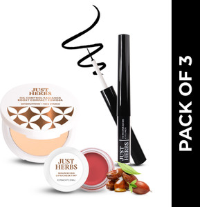 just herbs on-the-go beauty trio pack compact eyeliner lip  cheek tint compact