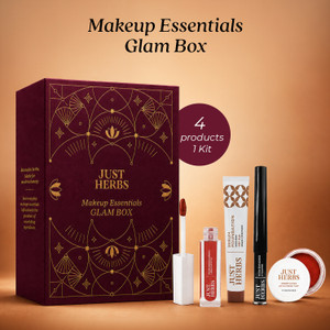 just herbs makeup glam kit with lip balm foundation liquid lipstick cheek tint  kajal