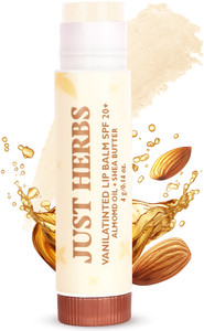 just herbs tinted lip balm spf 20 for dry and chapped lips for women and men- vanilla