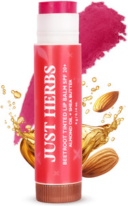 just herbs tinted lip balm spf 20 for dry and chapped lips for women and men- beetroot