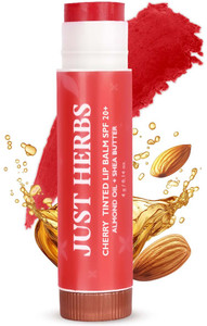 just herbs tinted lip balm spf 20 for dry and chapped lips for women and men- cherry