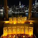 WYMM Just Married Light Up Letters, Tea Lights, Candles &amp; Rose Petals