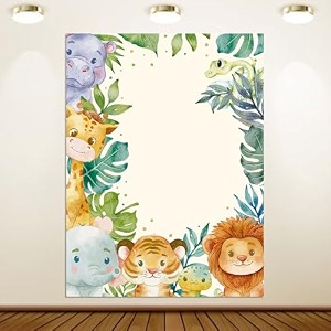 just party jungle theme birthday backdrop  colourful animal decoration cloth curtain for boys amp girls  for decoration