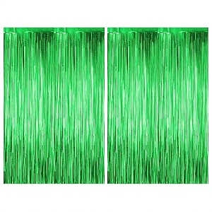 just party pack of 2 fringe curtains super shiny 3 x 6 feet each for boy girlmother fatherhusband wifebrother sisterkidsfriend birthday party decoration kit green