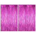Just Party Pack of 2 Fringe Curtains Super Shiny (3 x 6 Feet each) for Boy Girl/Mother Father/Husband Wife/Brother Sister/Kids/Friend Birthday Party Decoration Kit, Pink