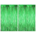 Just Party Pack of 2 Fringe Curtains Super Shiny (3 x 6 Feet each) for Boy Girl/Mother Father/Husband Wife/Brother Sister/Kids/Friend Birthday Party Decoration Kit, Green