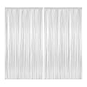 Just Party Pack of 2 Fringe Curtains Super Shiny (3 x 6 Feet each) for Boy Girl/Mother Father/Husband Wife/Brother Sister/Kids/Friend Birthday Party Decoration Kit, White