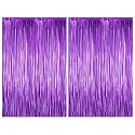 Just Party Pack of 2 Fringe Curtains Super Shiny (3 x 6 Feet each) for Boy Girl/Mother Father/Husband Wife/Brother Sister/Kids/Friend Birthday Party Decoration Kit, Purple