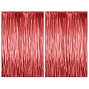 Just Party Pack of 2 Fringe Curtains Super Shiny (3 x 6 Feet each) for Boy Girl/Mother Father/Husband Wife/Brother Sister/Kids/Friend Birthday Party Decoration Kit, Red