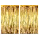 Just Party Pack of 2 Fringe Curtains Super Shiny (3 x 6 Feet each) for Boy Girl/Mother Father/Husband Wife/Brother Sister/Kids/Friend Birthday Party Decoration Kit, Gold