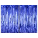 Just Party Pack of 2 Fringe Curtains Super Shiny (3 x 6 Feet each) for Boy Girl/Mother Father/Husband Wife/Brother Sister/Kids/Friend Birthday Party Decoration Kit, Blue