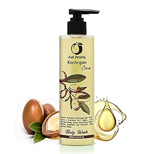 just peachy34kerargan keratin amp argan oil34 body wash  bath amp shower cream wash  no sls paraben amp phosphate  enriched with keratin moroccan argan oil amp vitamin e  100 vegan  250ml