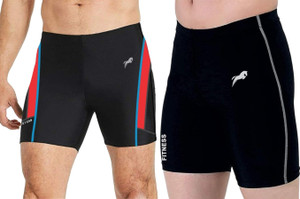 Just Rider Self Design Men Black Swim