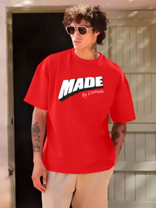 JUST ROAR Printed Men Round Neck Red