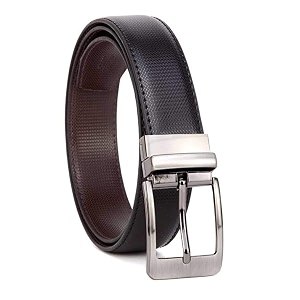 JUST-STYLE Mens PU Leather Reversible Belt Black