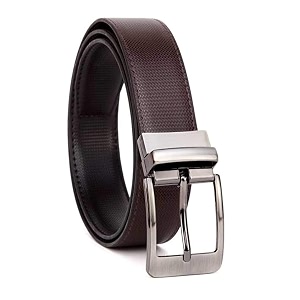 JUST-STYLE Mens PU Leather Reversible Belt Black