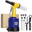 JUSTOOL Heavy Duty Pneumatic Rivet Gun 3916 LBF Air Rivet Gun 5 Nosepieces