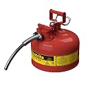 Justrite Type II Gasoline Safety Can, Red Galvanized Steel, FM Approved