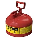 Justrite Type I Gasoline Safety Can, Red Galvanized Steel, Made in the USA