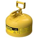 Justrite Type I Diesel Safety Can, Yellow Galvanized Steel, Made in the USA