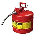 Justrite Type II Gasoline Safety Can, Red Galvanized Steel, FM Approved