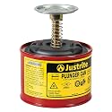 Justrite Plunger Can for Solvents, 1 Pint Capacity, Made in the USA, Red