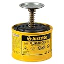Justrite Plunger Can for Solvents, 1 Pint Capacity, Made in the USA, Yellow