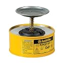 Justrite Plunger Can for Solvent, 1 Quart Capacity, Made in the USA, Yellow