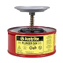 Justrite Plunger Can for Solvents, 1 Quart Capacity, Made in the USA, Red