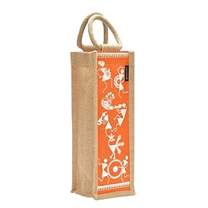 jute cottage men39s and women39s eco-friendly printed water bottle jute bag