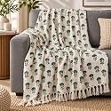 Jute Cotton Hand Block Printed Sofa Throw 50 x 70 Inch or 127 x 177.8 Centimeters, Handmade Coverlet for Sofa, Couch & Living Room, Decorative Home Furnishing (Green Buti, Pack of 1)
