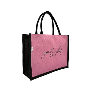 juteka quote printed jute bag for lunch office grocery picnic tiffin shopping hand bag with padded cotton handles