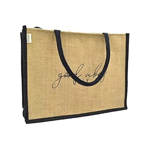 juteka quote printed jute bag for lunch office grocery picnic tiffin shopping hand bag with padded cotton handles