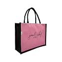 JUTEKA quote printed Jute Bag for Lunch, Office, Grocery, Picnic, Tiffin, Shopping Hand Bag with padded cotton handles…