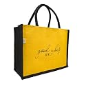 JUTEKA quote printed Jute Bag for Lunch, Office, Grocery, Picnic, Tiffin, Shopping Hand Bag with padded cotton handles…