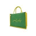 JUTEKA quote printed Jute Bag for Lunch, Office, Grocery, Picnic, Tiffin, Shopping Hand Bag with padded cotton handles…
