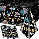 Juweked 3Pcs Gender Reveal Table Cloths Fireworks 4th of July Tablecloth Plastic He or She Table Cloth Rectangle Gender Reveal Table Decorations Independence Day Tablecloth Baby Shower Table Cover