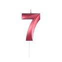 Birthday Candles 7 Metallic Red Number Seven Year Candle Anniversary Cake Topper Decoration Size Width 3.5 x Height 5 cm