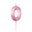 Birthday Number Candle 0 for Cake Decoration Anniversary Party Celebration Metallic Pink Colour Size : Width 5 x Height 7 CM