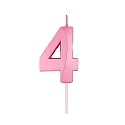 Birthday Number Candles 4 for Cake Decoration Fourth Year Wedding Anniversary Party Celebration Metallic Pink Colour Size : Width 5 x Height 7 CM